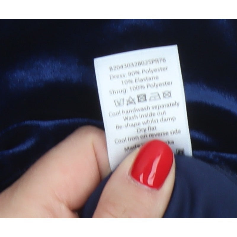 Bm Women’s Blue Size 14 Velvet Sequin Mesh Jacket Dress Formal