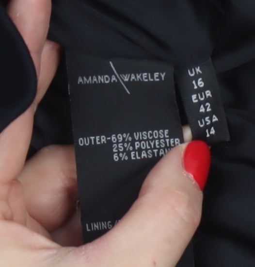 Amanda Wakeley Women’s Black UK 16 Midi Pencil Dress Zip