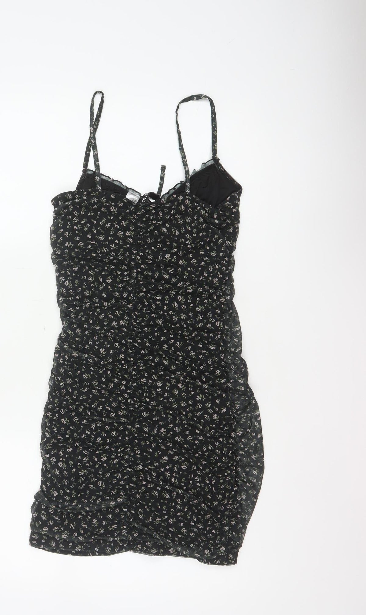 Divided H&M Women Black Floral S Ruched Bodycon Mini Dress