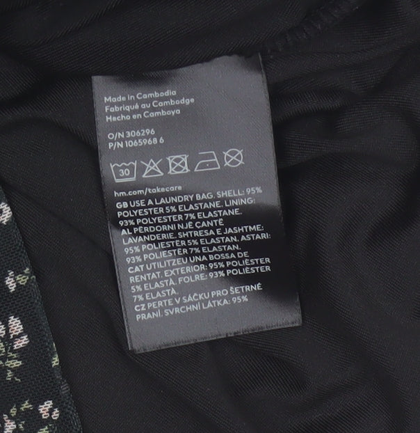 Divided H&M Women Black Floral S Ruched Bodycon Mini Dress