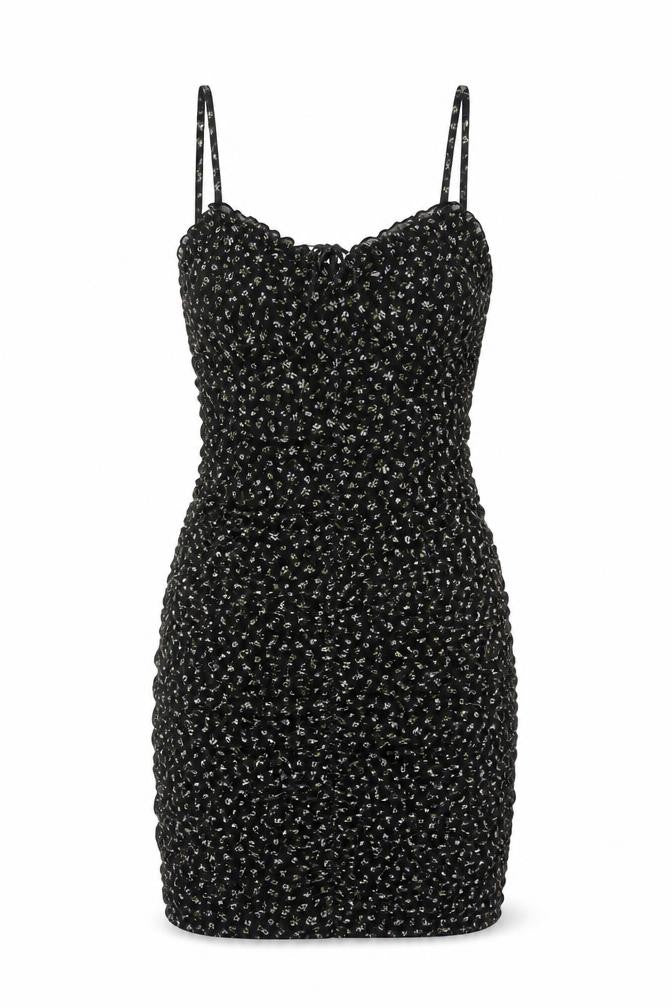 Divided H&M Women Black Floral S Ruched Bodycon Mini Dress