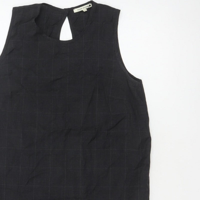 River Island Women Black UK 12 Sleeveless Wool Check Tunic Blouse