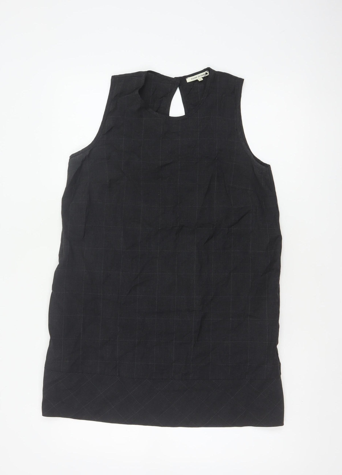 River Island Women Black UK 12 Sleeveless Wool Check Tunic Blouse