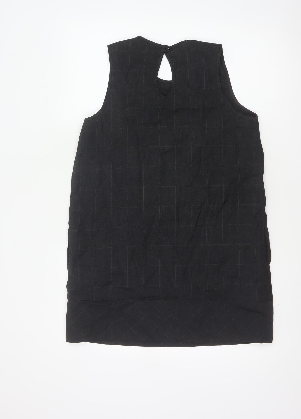 River Island Women Black UK 12 Sleeveless Wool Check Tunic Blouse