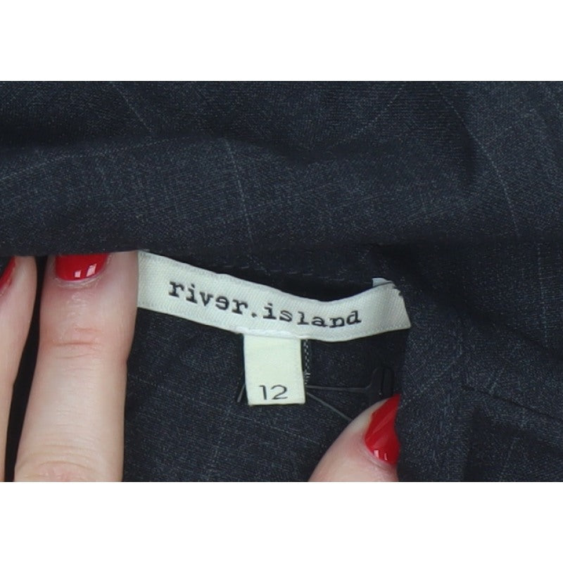 River Island Women Black UK 12 Sleeveless Wool Check Tunic Blouse