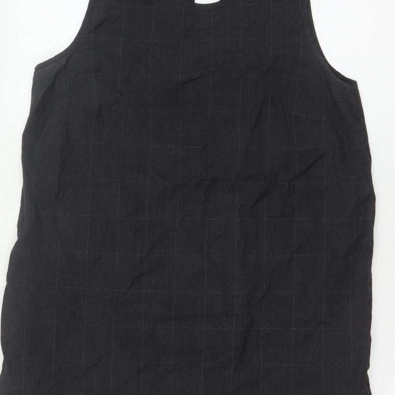 River Island Women Black UK 12 Sleeveless Wool Check Tunic Blouse