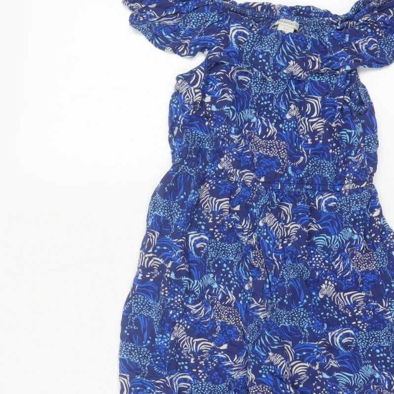 Additional view of Monsoon girls’ blue 5-6 years animal print off shoulder wide leg jumpsuit