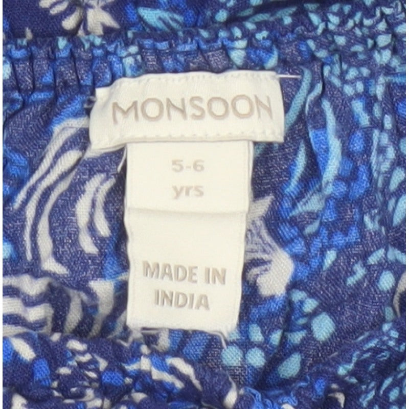 Additional view of Monsoon girls’ blue 5-6 years animal print off shoulder wide leg jumpsuit