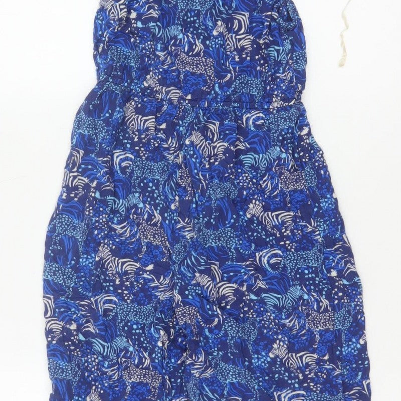 Additional view of Monsoon girls’ blue 5-6 years animal print off shoulder wide leg jumpsuit