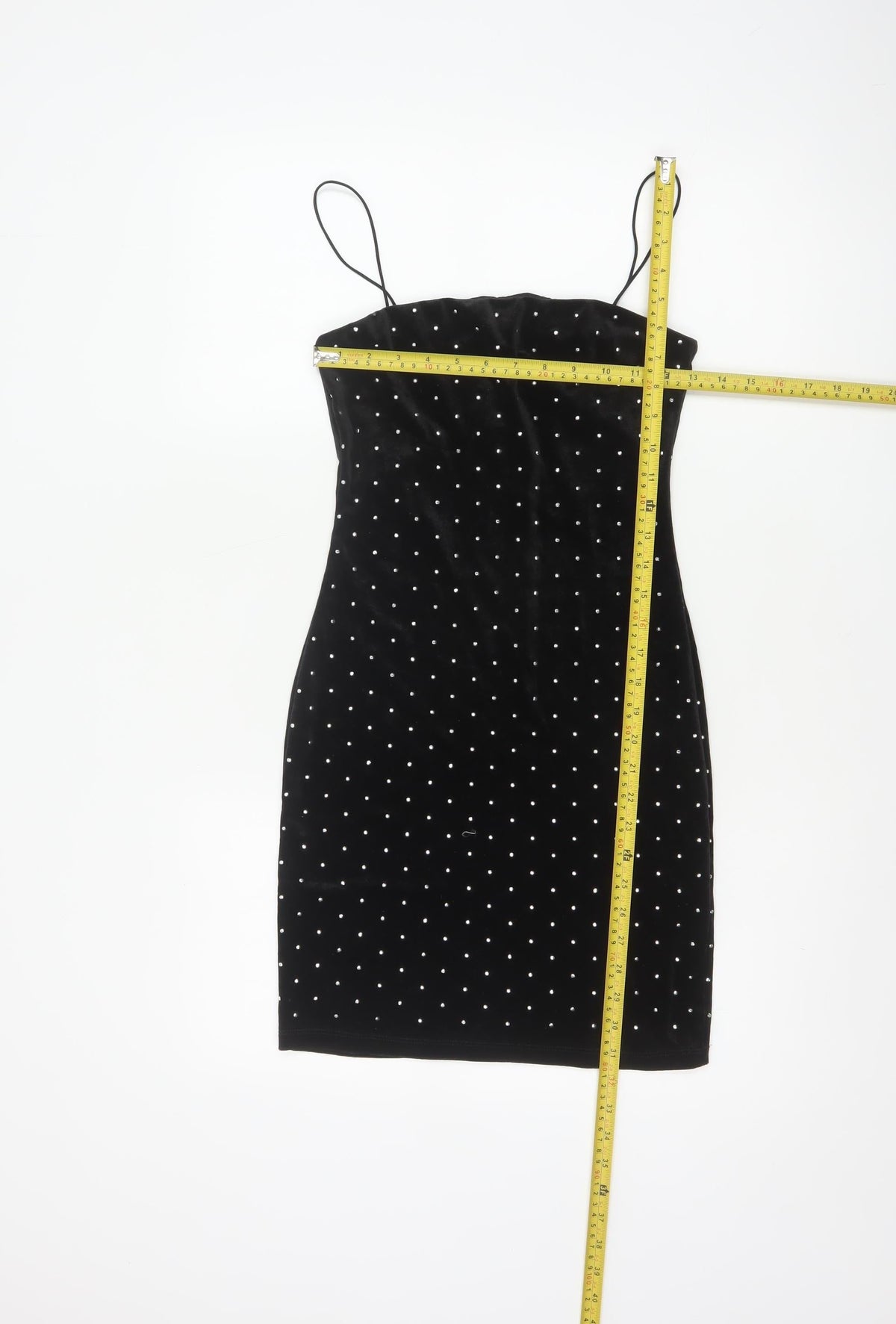 H&M Women Black XS Velvet Rhinestone Bodycon Knee Length Party Dress
