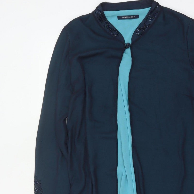Windsmoor Women’s Blue Beaded Chiffon Jacket Size 10 Formal