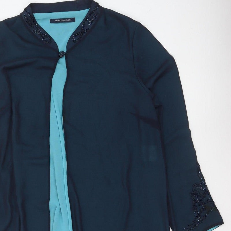 Windsmoor Women’s Blue Beaded Chiffon Jacket Size 10 Formal