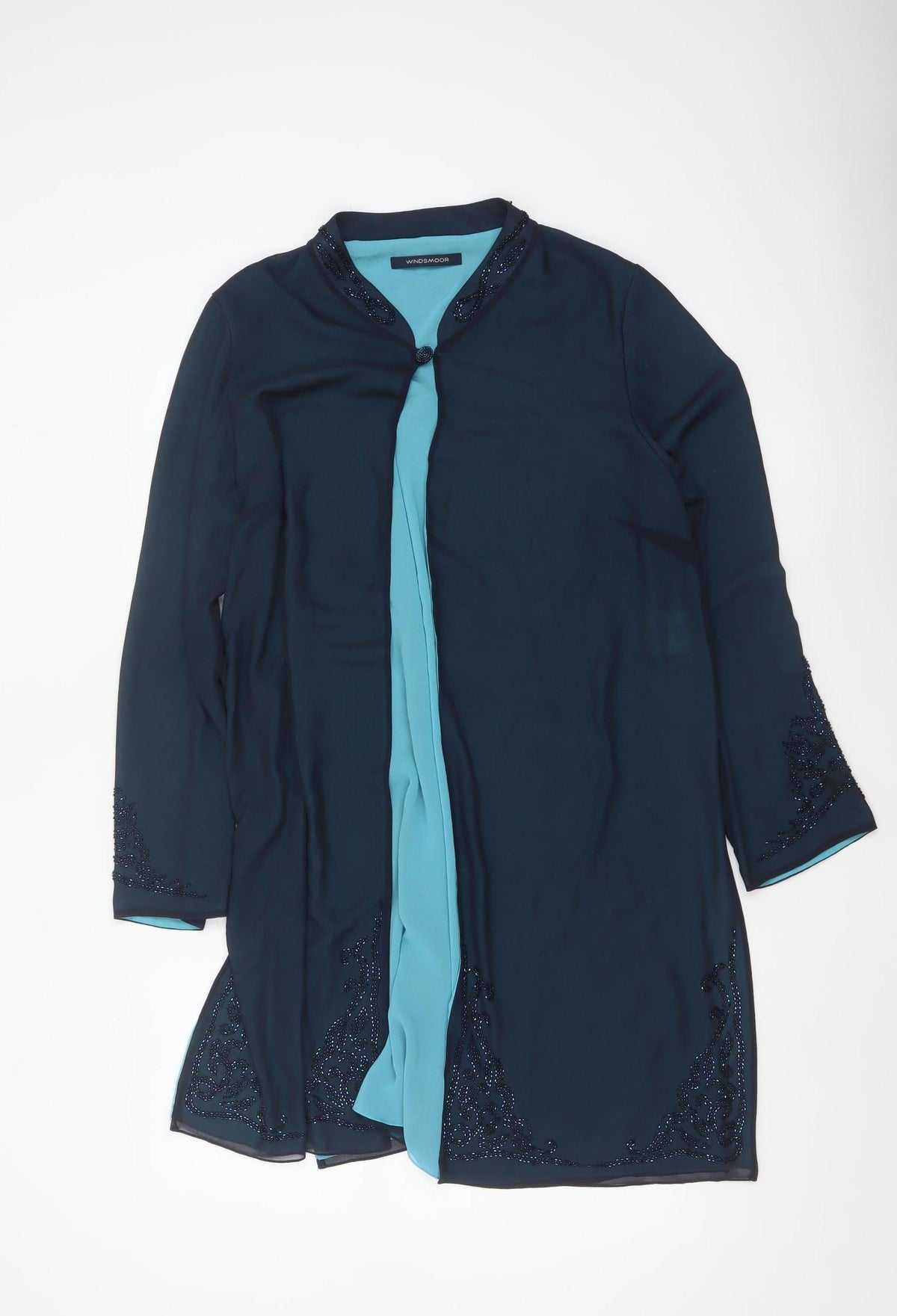 Windsmoor Women’s Blue Beaded Chiffon Jacket Size 10 Formal