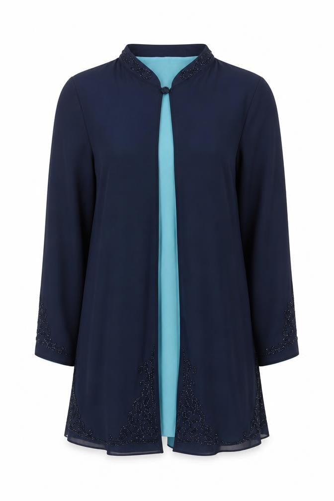 Windsmoor Women’s Blue Beaded Chiffon Jacket Size 10 Formal