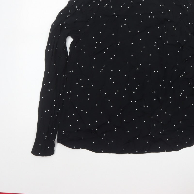 Marks and Spencer Women Black Polka Dot Ruffle Sleeve Viscose Blouse UK 14