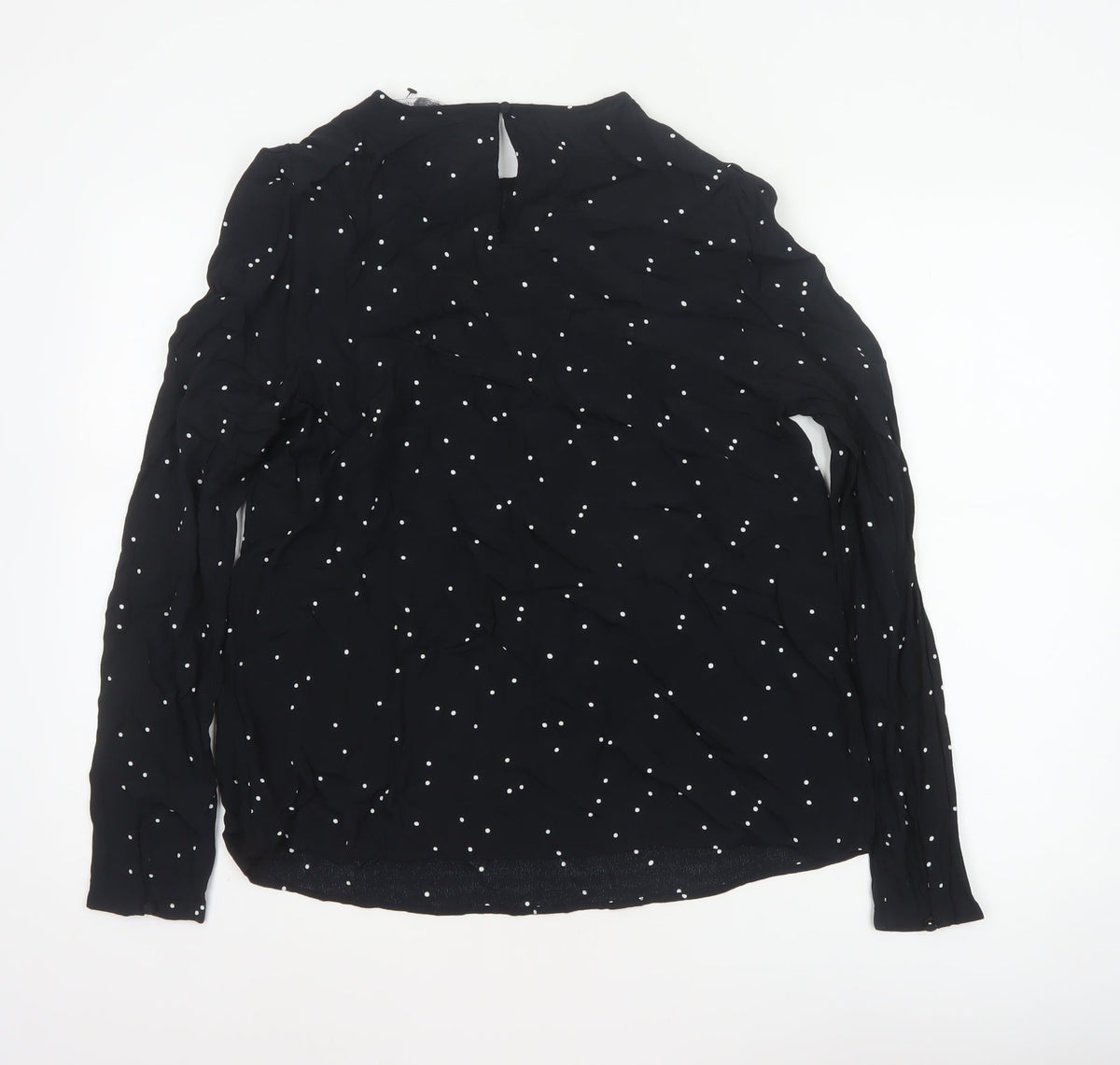 Marks and Spencer Women Black Polka Dot Ruffle Sleeve Viscose Blouse UK 14