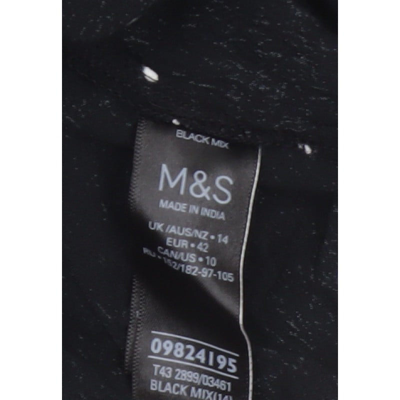 Marks and Spencer Women Black Polka Dot Ruffle Sleeve Viscose Blouse UK 14