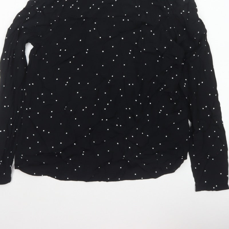 Marks and Spencer Women Black Polka Dot Ruffle Sleeve Viscose Blouse UK 14
