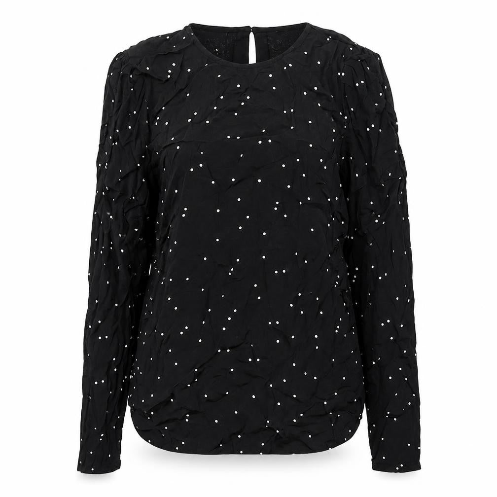 Marks and Spencer Women Black Polka Dot Ruffle Sleeve Viscose Blouse UK 14