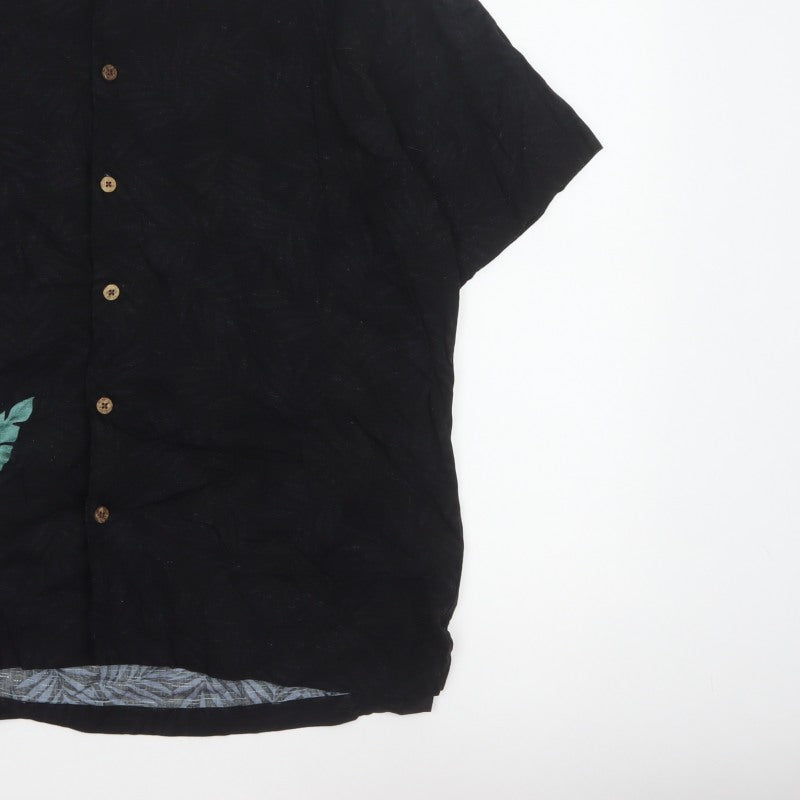 Additional view of Havana Jack's Cafe Men’s Black M Hawaiian Floral Rayon Button-Up Shirt