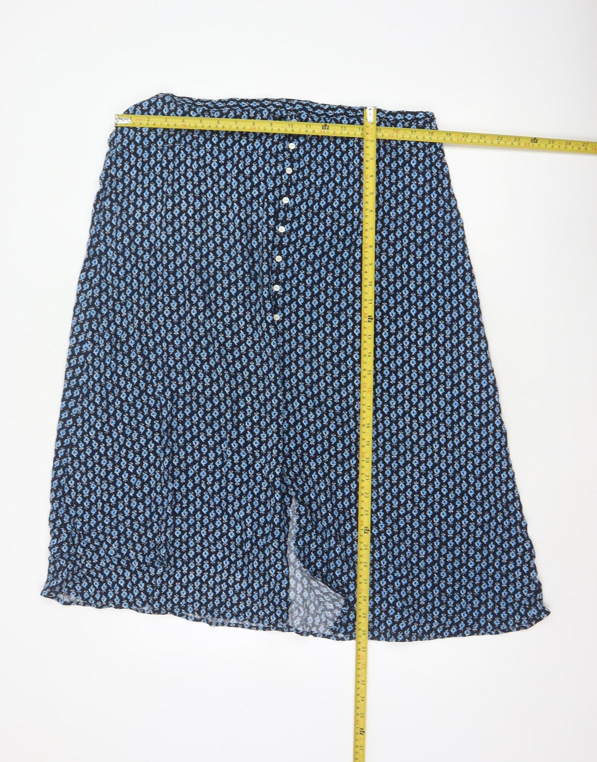 Marks & Spencer Women Blue Floral UK 18 Midi A-Line Button Skirt