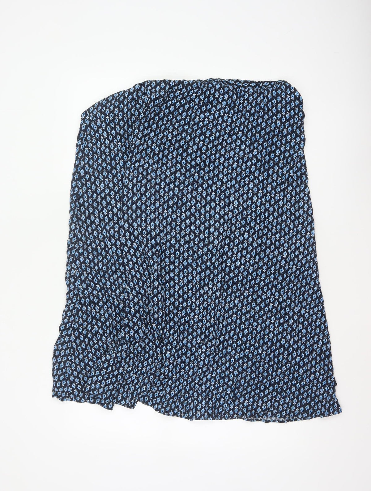 Marks & Spencer Women Blue Floral UK 18 Midi A-Line Button Skirt
