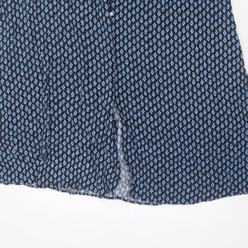 Marks & Spencer Women Blue Floral UK 18 Midi A-Line Button Skirt