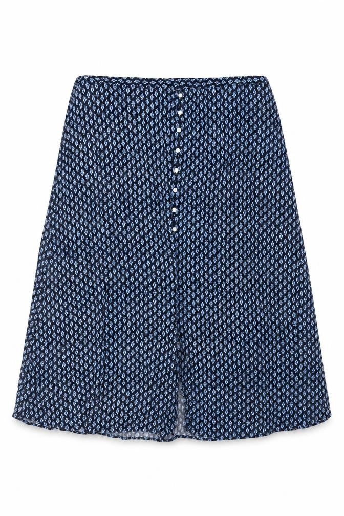 Marks & Spencer Women Blue Floral UK 18 Midi A-Line Button Skirt