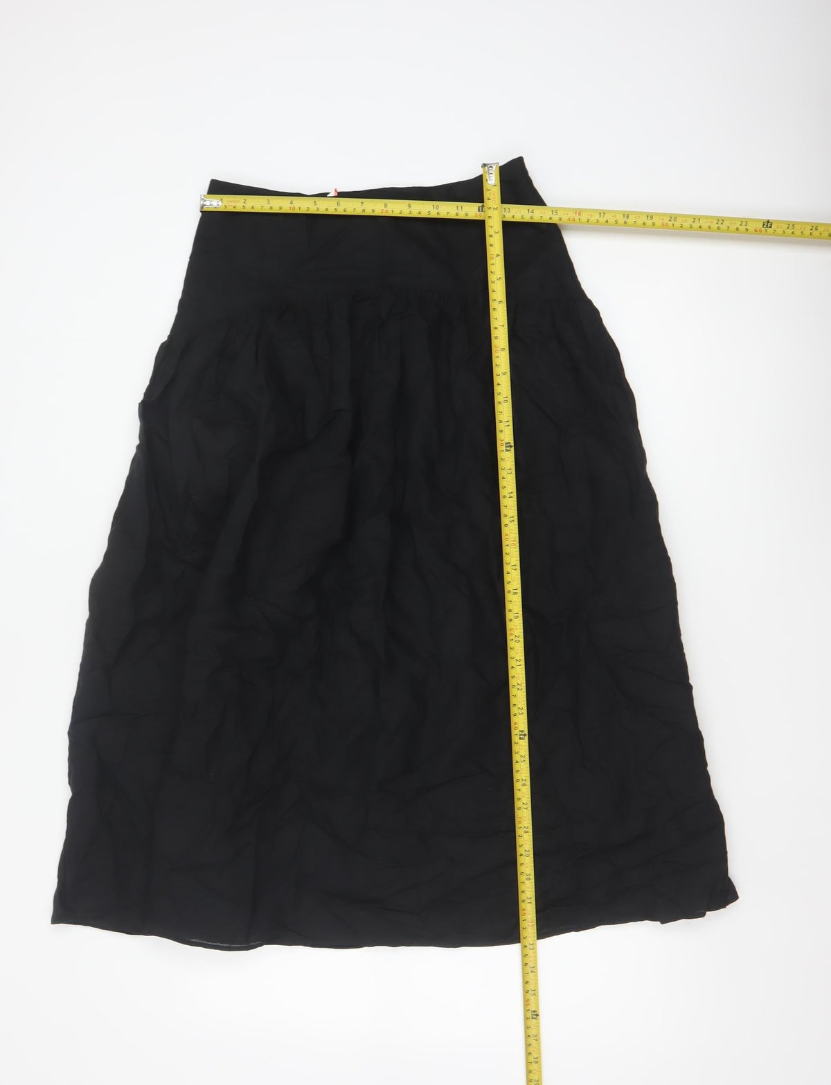 Marks and Spencer Women Black Petite 10 Long A-Line Linen Blend Skirt