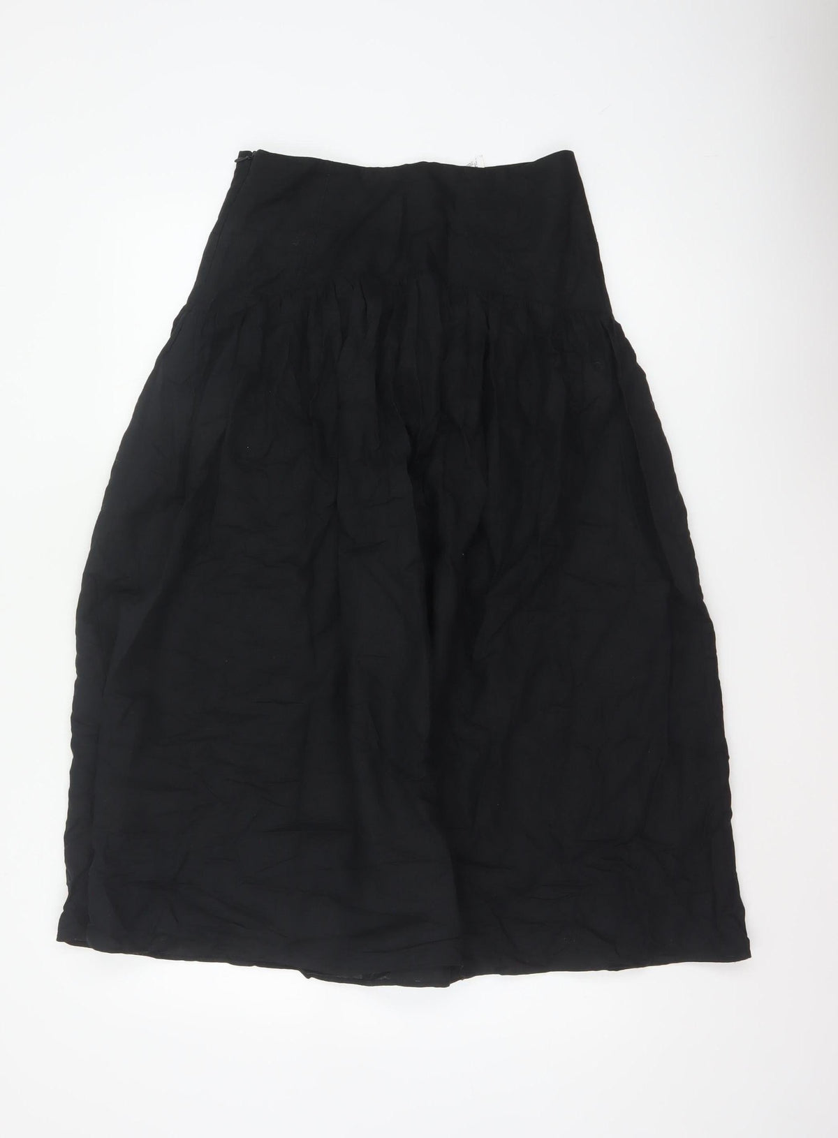 Marks and Spencer Women Black Petite 10 Long A-Line Linen Blend Skirt
