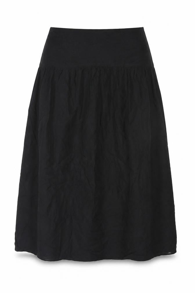 Marks and Spencer Women Black Petite 10 Long A-Line Linen Blend Skirt