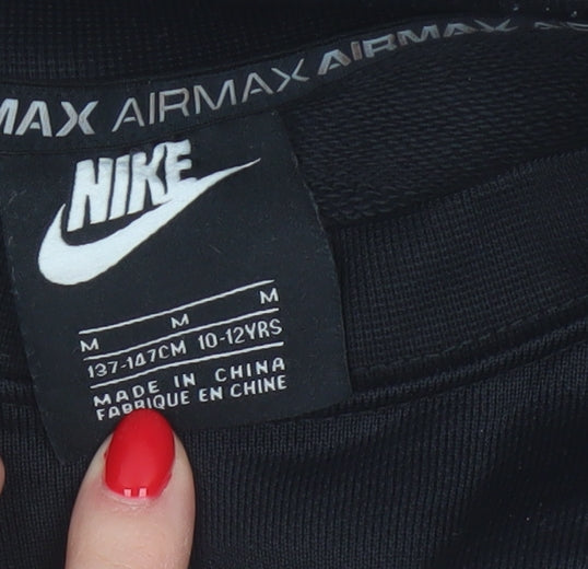 Nike Boys Black 11-12 Years Air Max Logo Crew Neck Pullover Sweatshirt