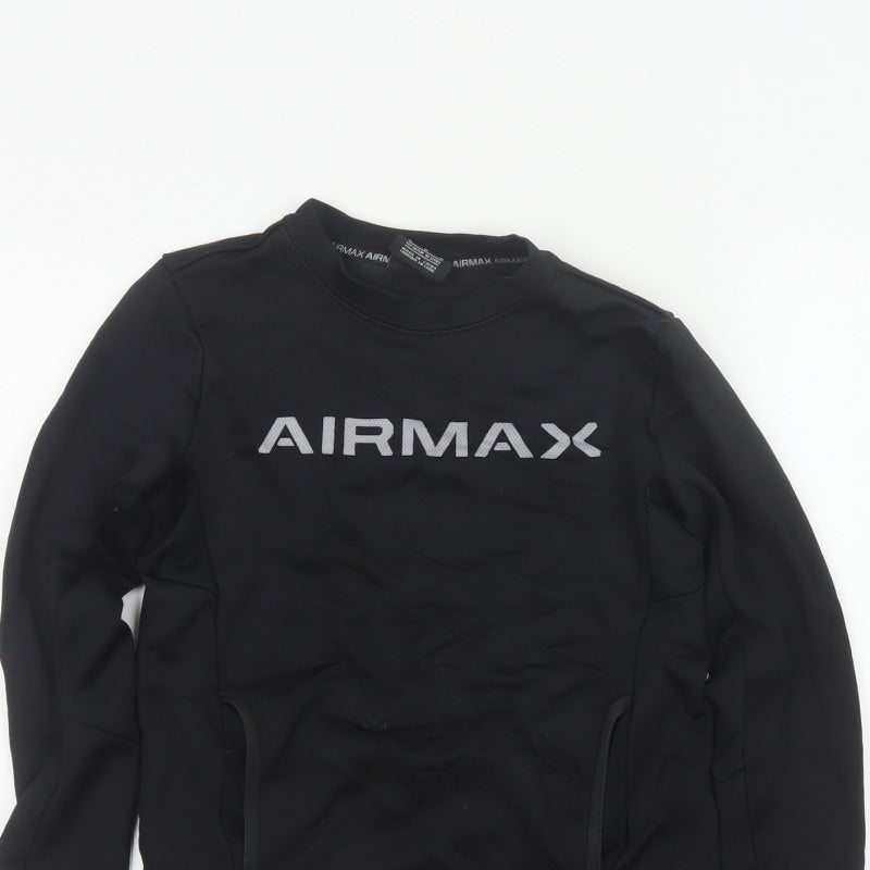 Nike Boys Black 11-12 Years Air Max Logo Crew Neck Pullover Sweatshirt