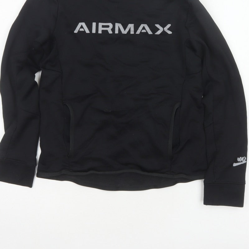 Nike Boys Black 11-12 Years Air Max Logo Crew Neck Pullover Sweatshirt