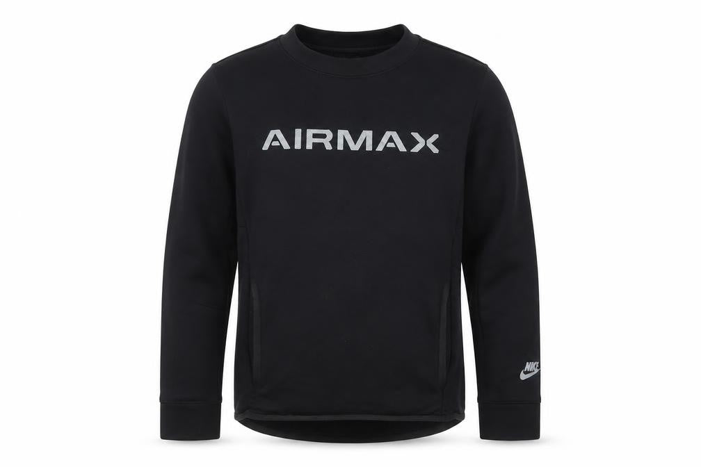 Nike Boys Black 11-12 Years Air Max Logo Crew Neck Pullover Sweatshirt