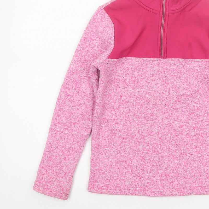 Mountain Warehouse Girls Pink 9-10 Years 1/4 Zip Fleece Sweatshirt