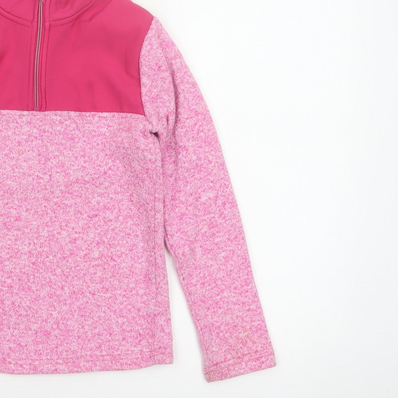 Mountain Warehouse Girls Pink 9-10 Years 1/4 Zip Fleece Sweatshirt