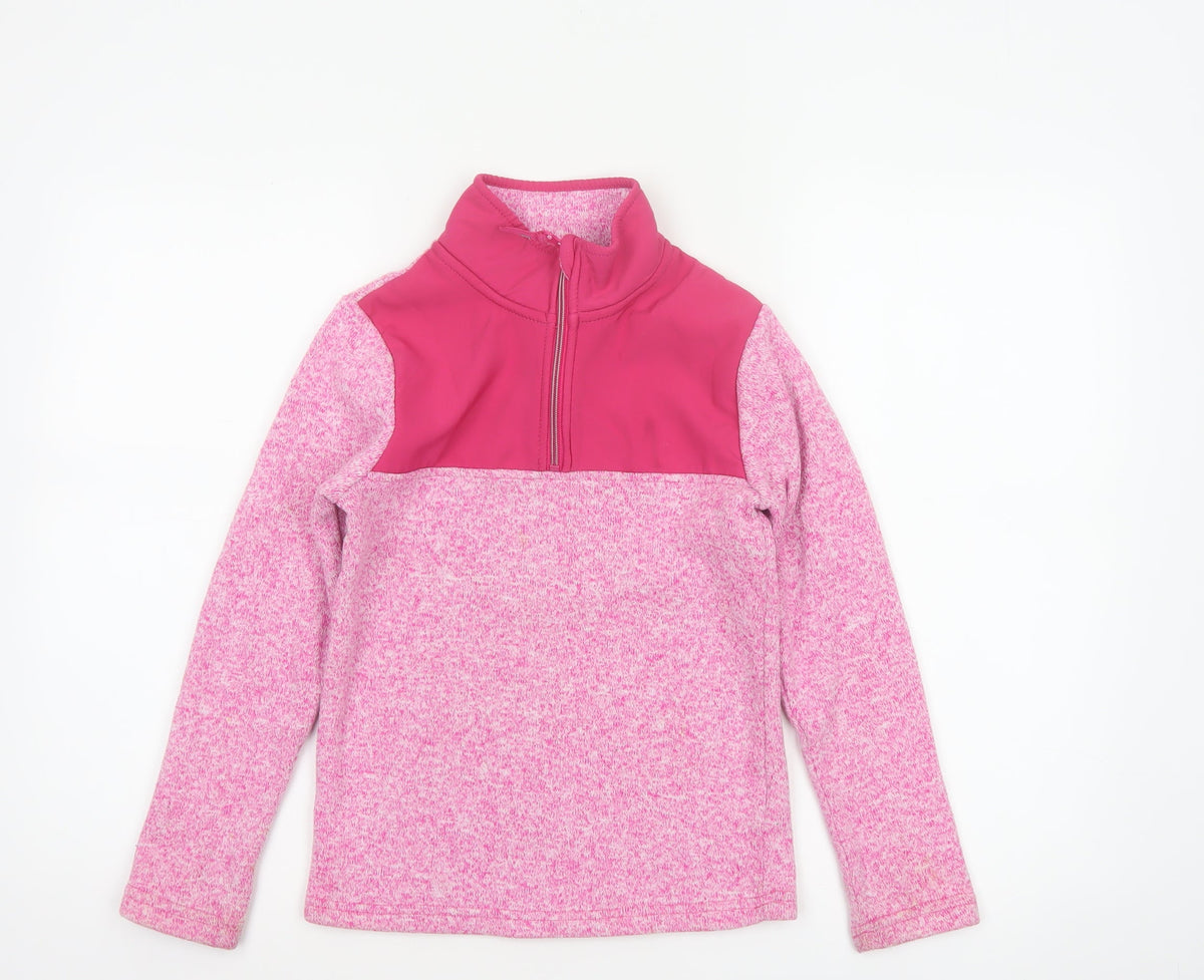 Mountain Warehouse Girls Pink 9-10 Years 1/4 Zip Fleece Sweatshirt