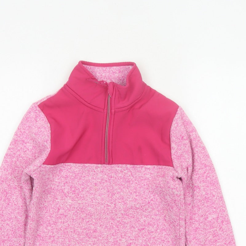 Mountain Warehouse Girls Pink 9-10 Years 1/4 Zip Fleece Sweatshirt