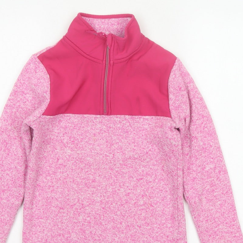Mountain Warehouse Girls Pink 9-10 Years 1/4 Zip Fleece Sweatshirt