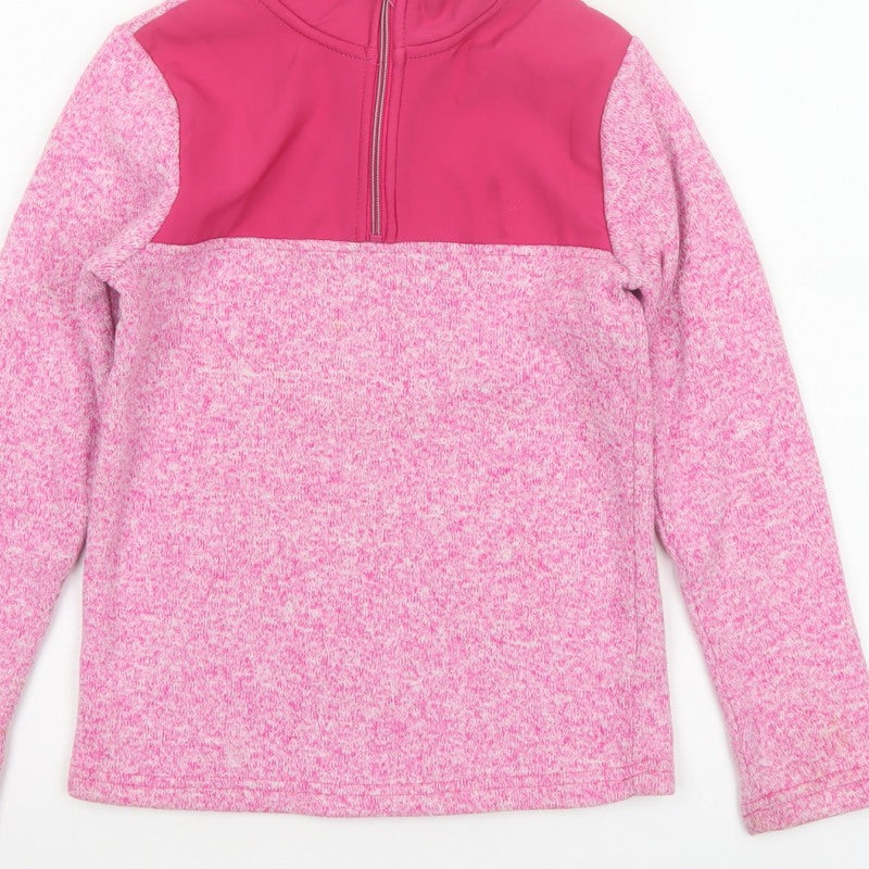 Mountain Warehouse Girls Pink 9-10 Years 1/4 Zip Fleece Sweatshirt
