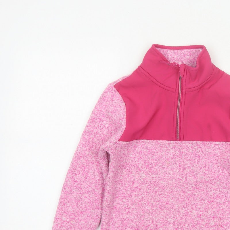 Mountain Warehouse Girls Pink 9-10 Years 1/4 Zip Fleece Sweatshirt