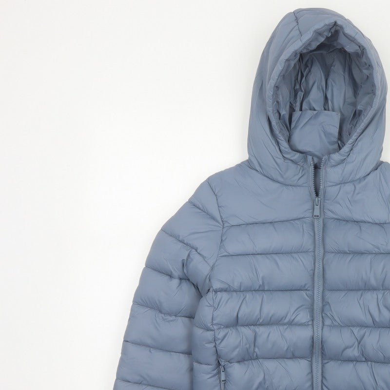 Marks and Spencer Boys Blue Age 8-9 Puffer Jacket Hooded Padded Full Zip