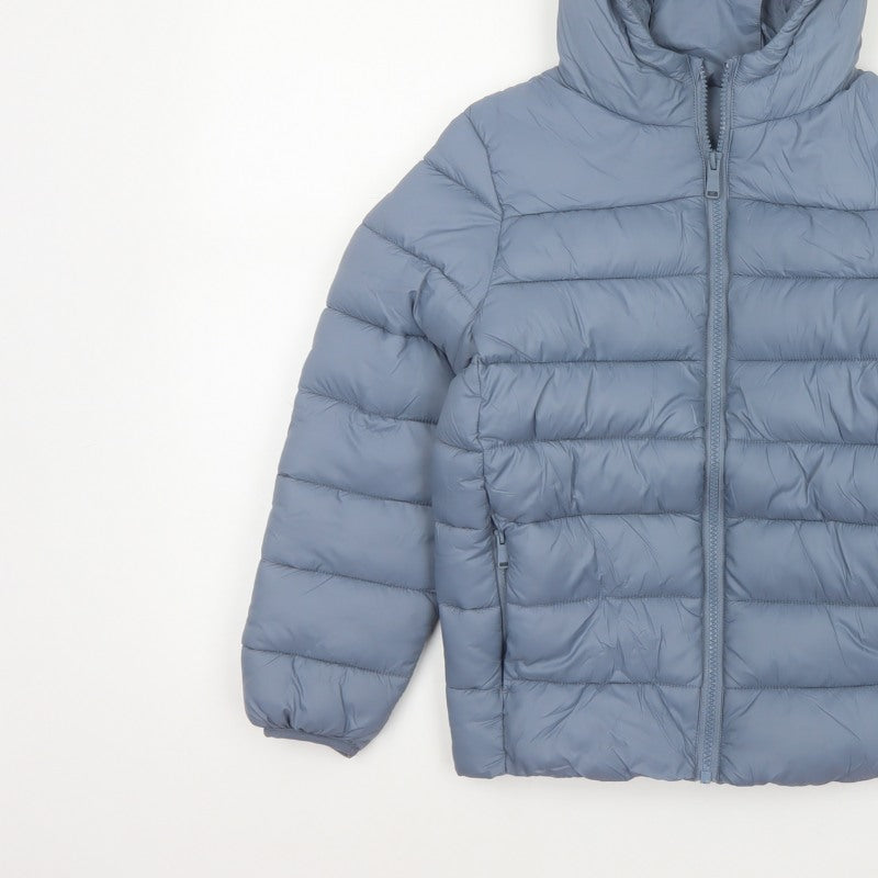 Marks and Spencer Boys Blue Age 8-9 Puffer Jacket Hooded Padded Full Zip