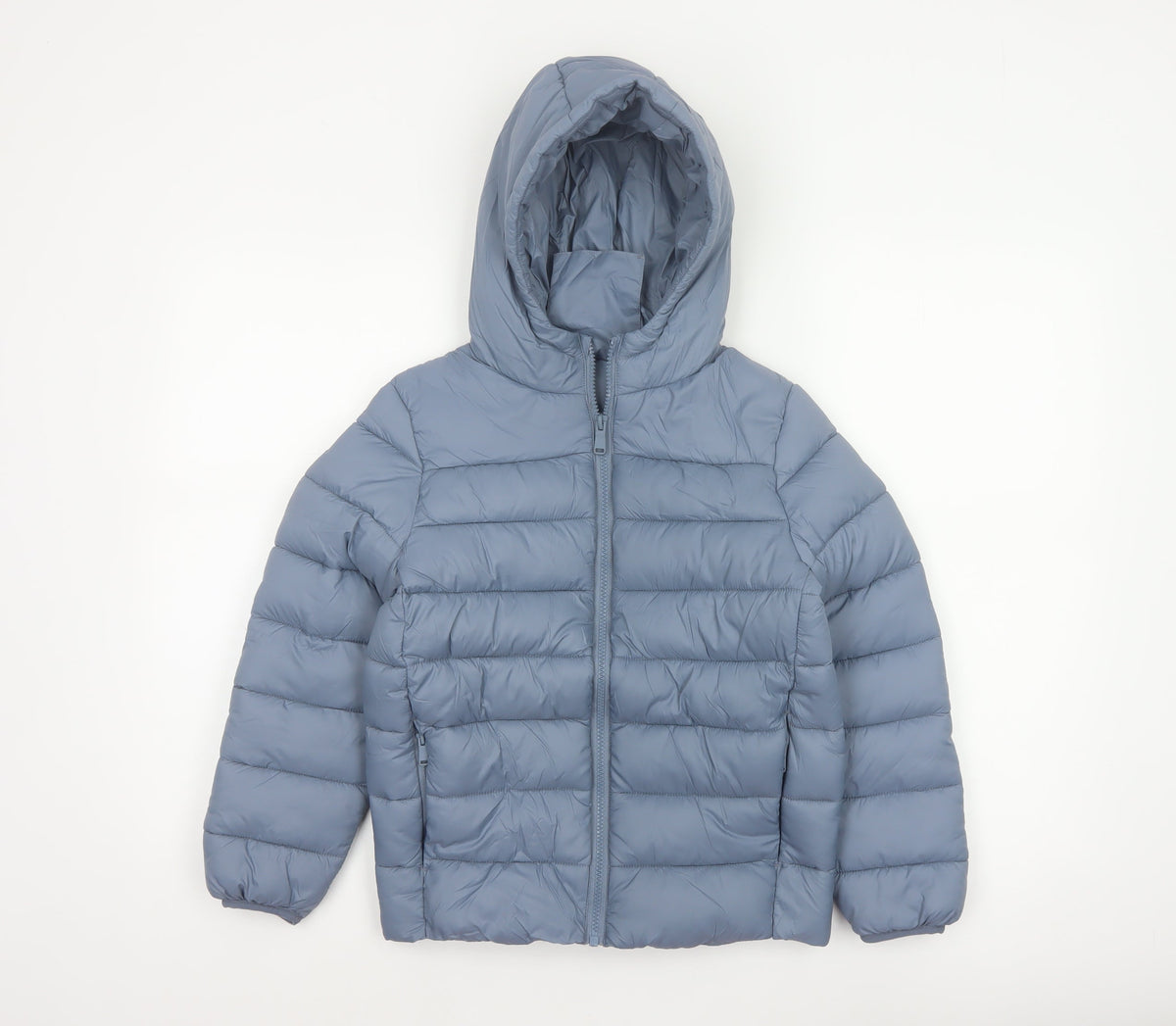 Marks and Spencer Boys Blue Age 8-9 Puffer Jacket Hooded Padded Full Zip