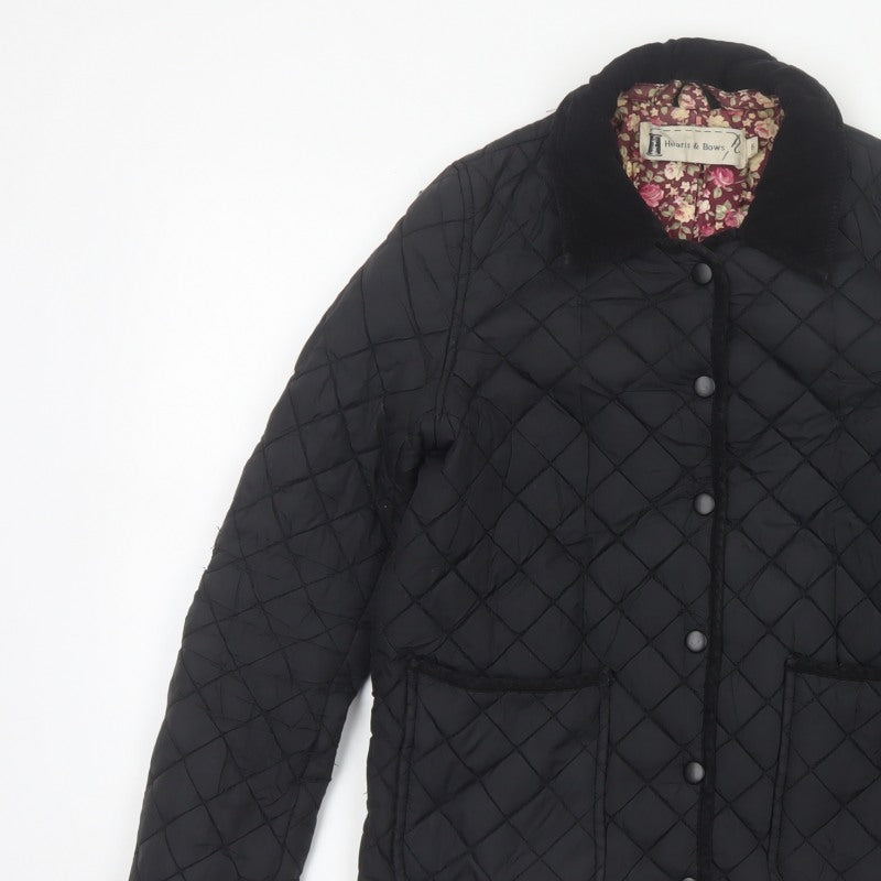 Hearts & Bows Women Black UK 6 Quilted Jacket Floral Lined