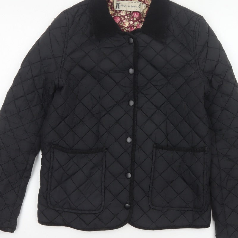 Hearts & Bows Women Black UK 6 Quilted Jacket Floral Lined