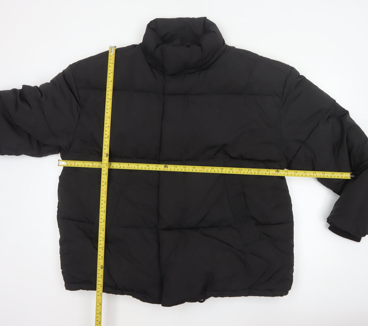 Zara Men Black XL Quilted Puffer Jacket Stand Collar