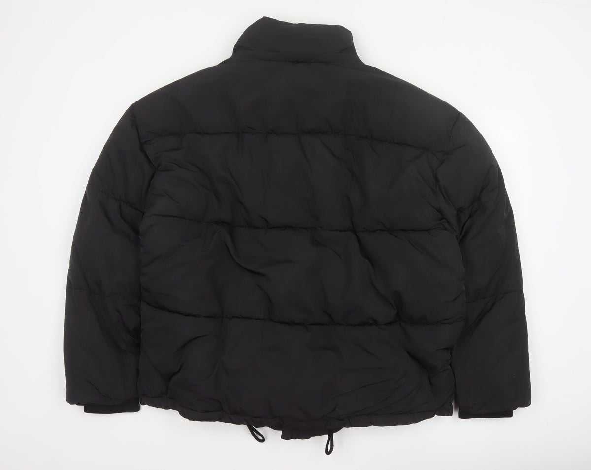 Zara Men Black XL Quilted Puffer Jacket Stand Collar