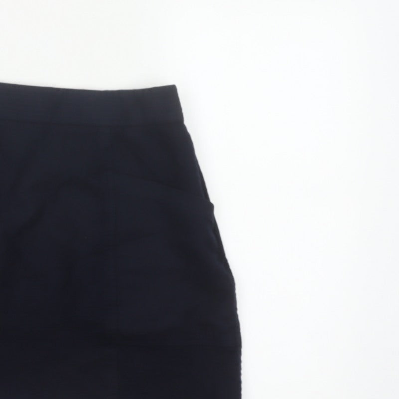 Massimo Dutti Women Navy Wool Blend UK 14 High Rise Pencil Mini Skirt